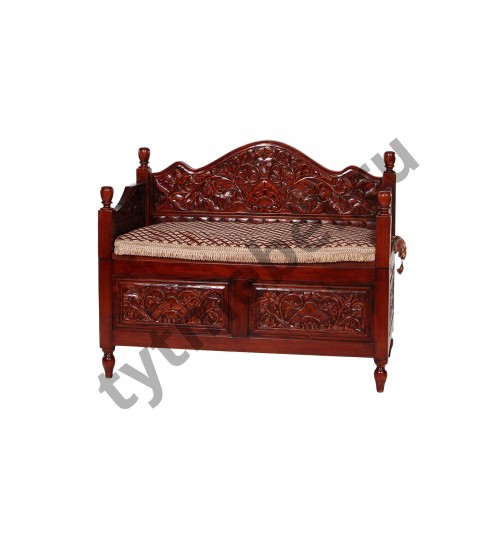 PSB 02 Скамья с ящиком (массив красного дерева) ANTIQUE (вишня)